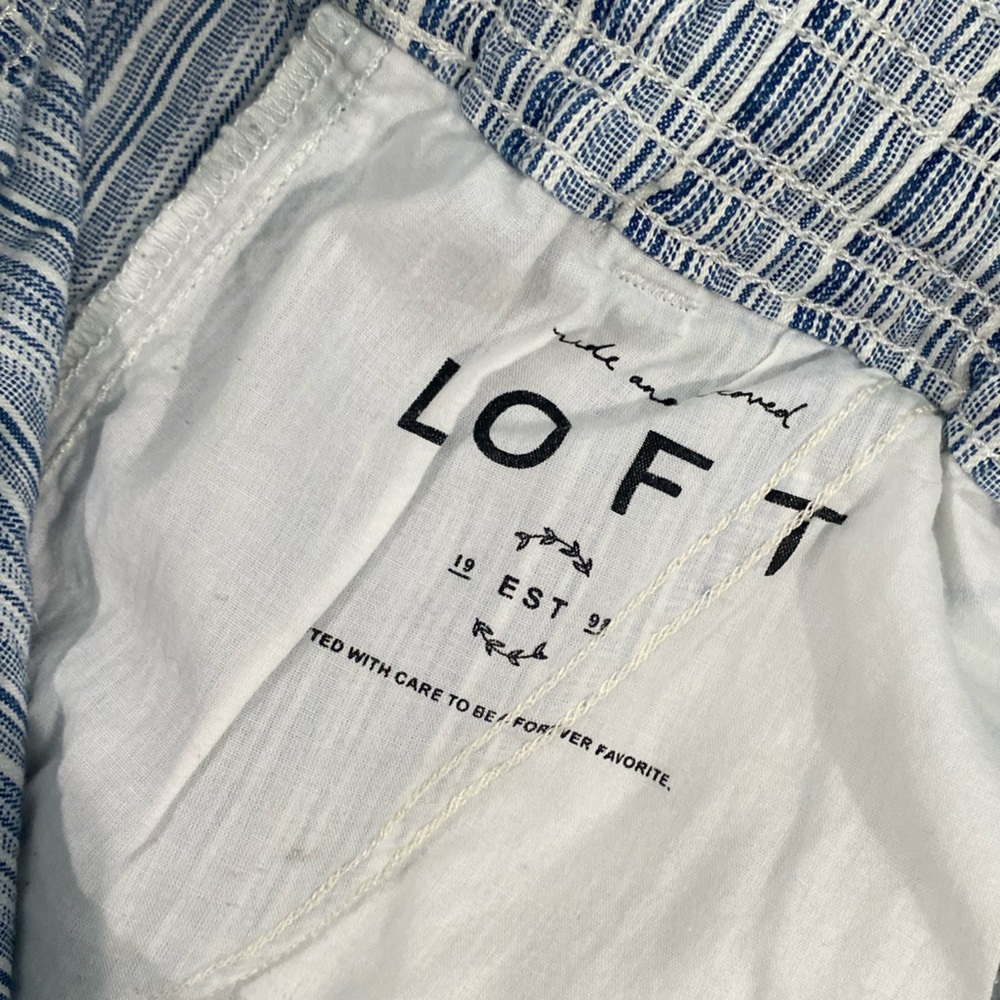 Loft Blue Striped Drawstring Shorts - Picture 4 of 5